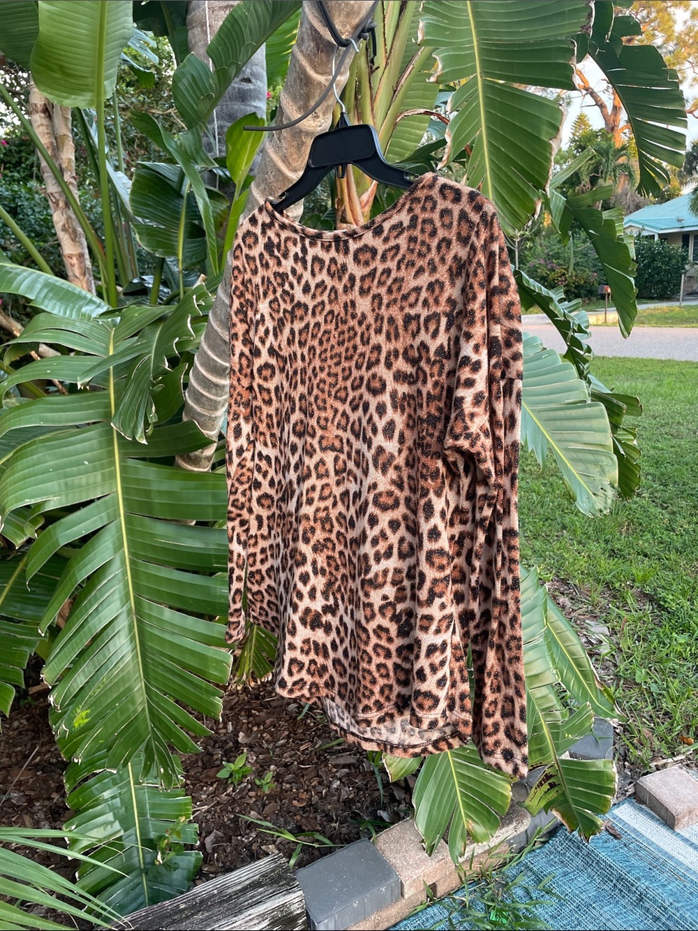 Leopard Print silver sparkle Top - Brown & Black